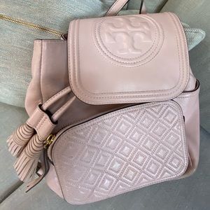 Tory Burch Quilted Pink Backpack.